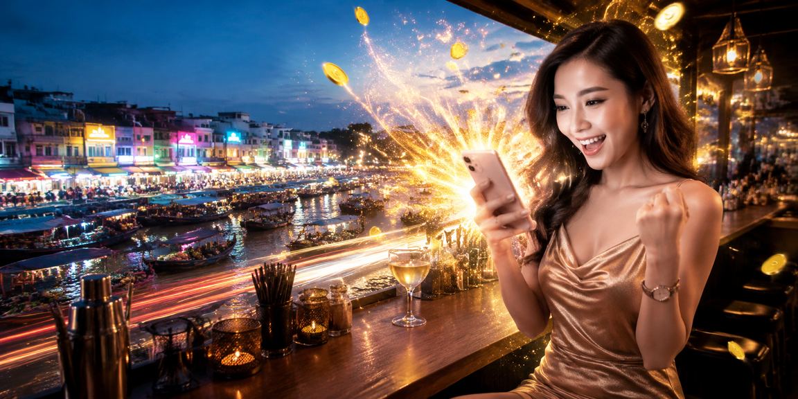 Người dùng tại Cần Thơ truy cập casino trực tuyến qua điện thoại dưới ánh đèn neon