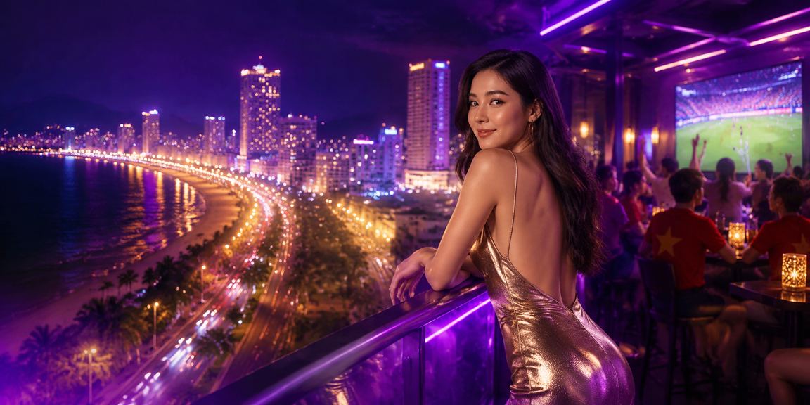 Màn hình neon Nha Trang hiển thị thông tin hoàn tiền và ưu đãi trên nền tảng cá cược